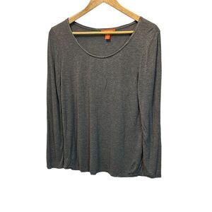 JOE FRESH Grey Sparkle Beaded Scoop Collar Lightweight Casual Top L